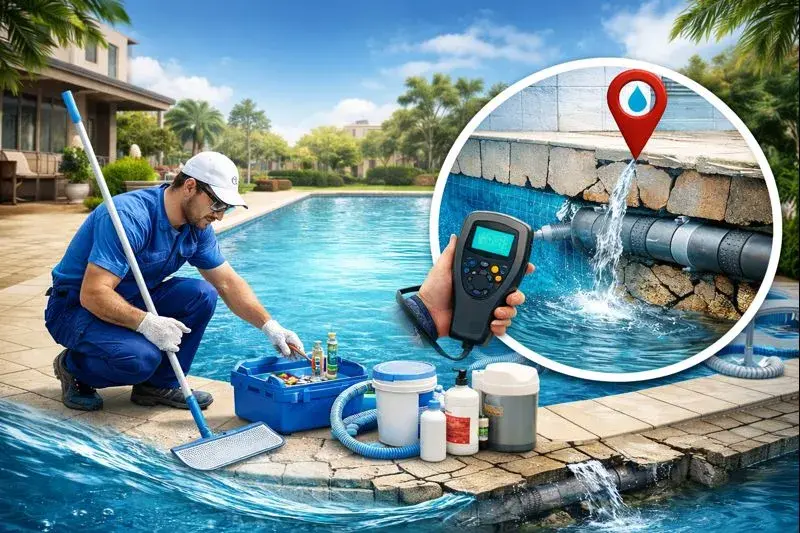 كشف تسربات المسابح